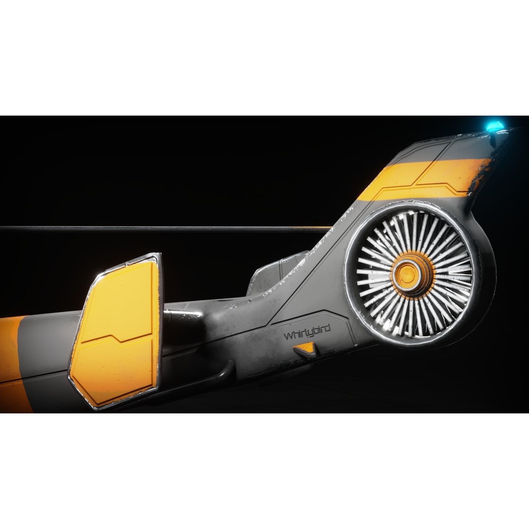 Sci-fi Helicopter 3D Model – Low Poly PBR Game Asset, FBX, OBJ - View 10