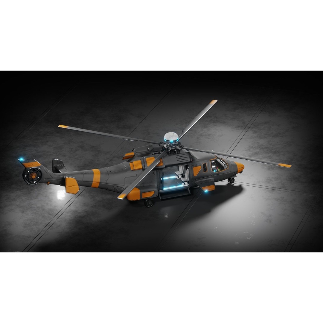 Sci-fi Helicopter 3D Model – Low Poly PBR Game Asset, FBX, OBJ - View 11