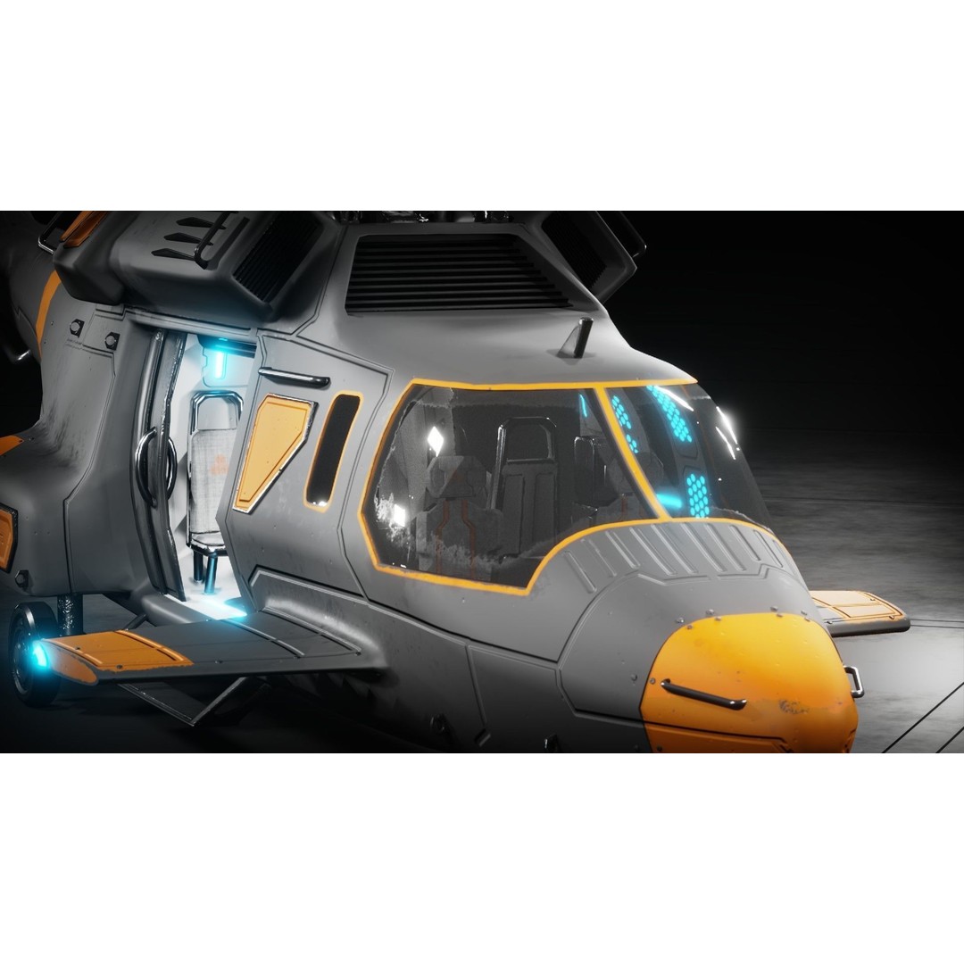Sci-fi Helicopter 3D Model – Low Poly PBR Game Asset, FBX, OBJ - View 15