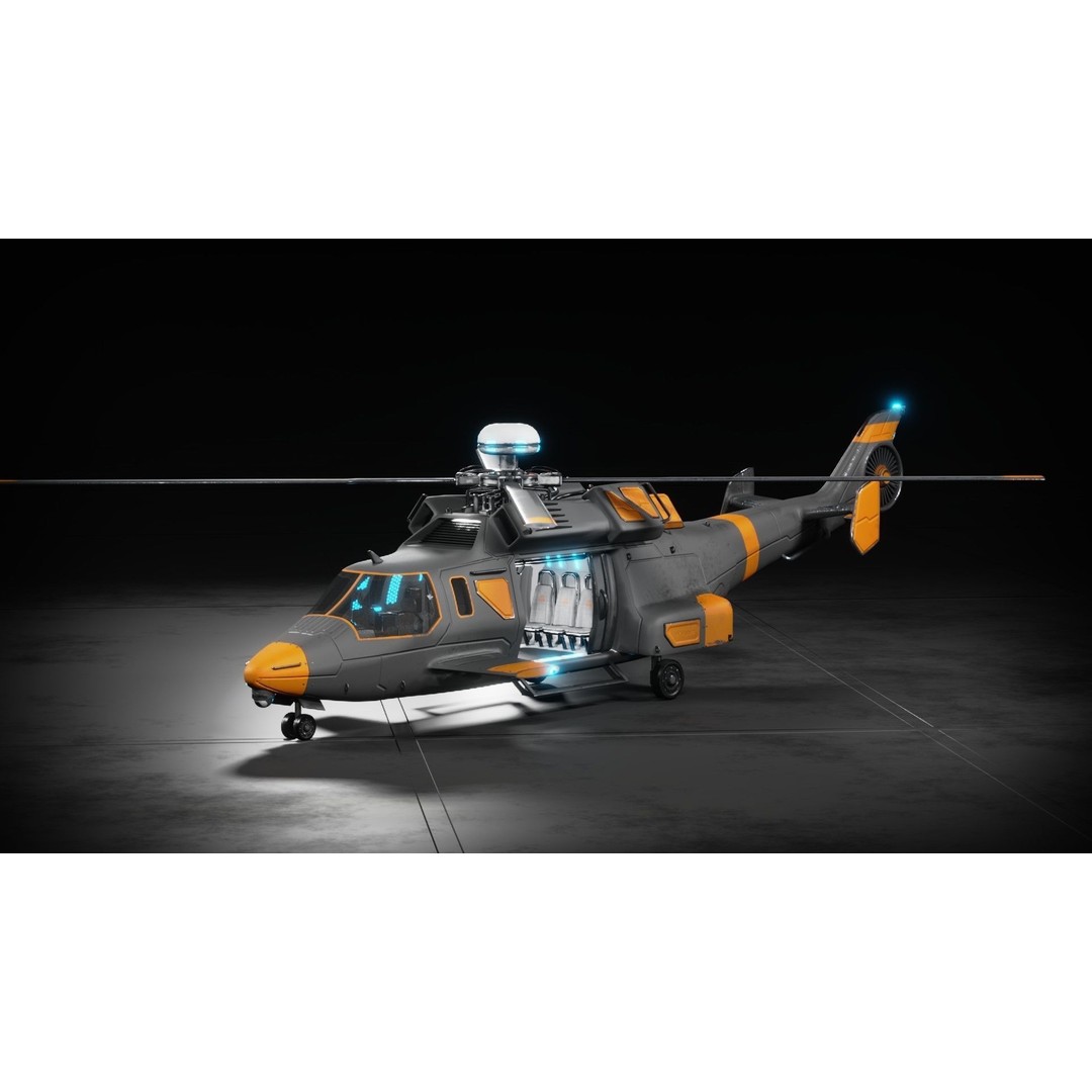 Sci-fi Helicopter 3D Model – Low Poly PBR Game Asset, FBX, OBJ - View 20