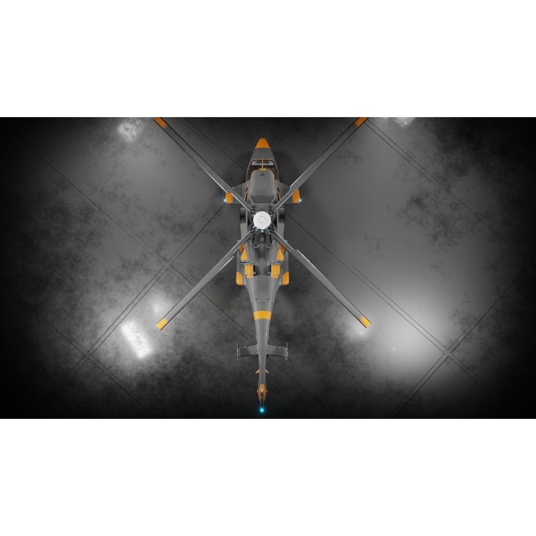 Sci-fi Helicopter 3D Model – Low Poly PBR Game Asset, FBX, OBJ - View 21