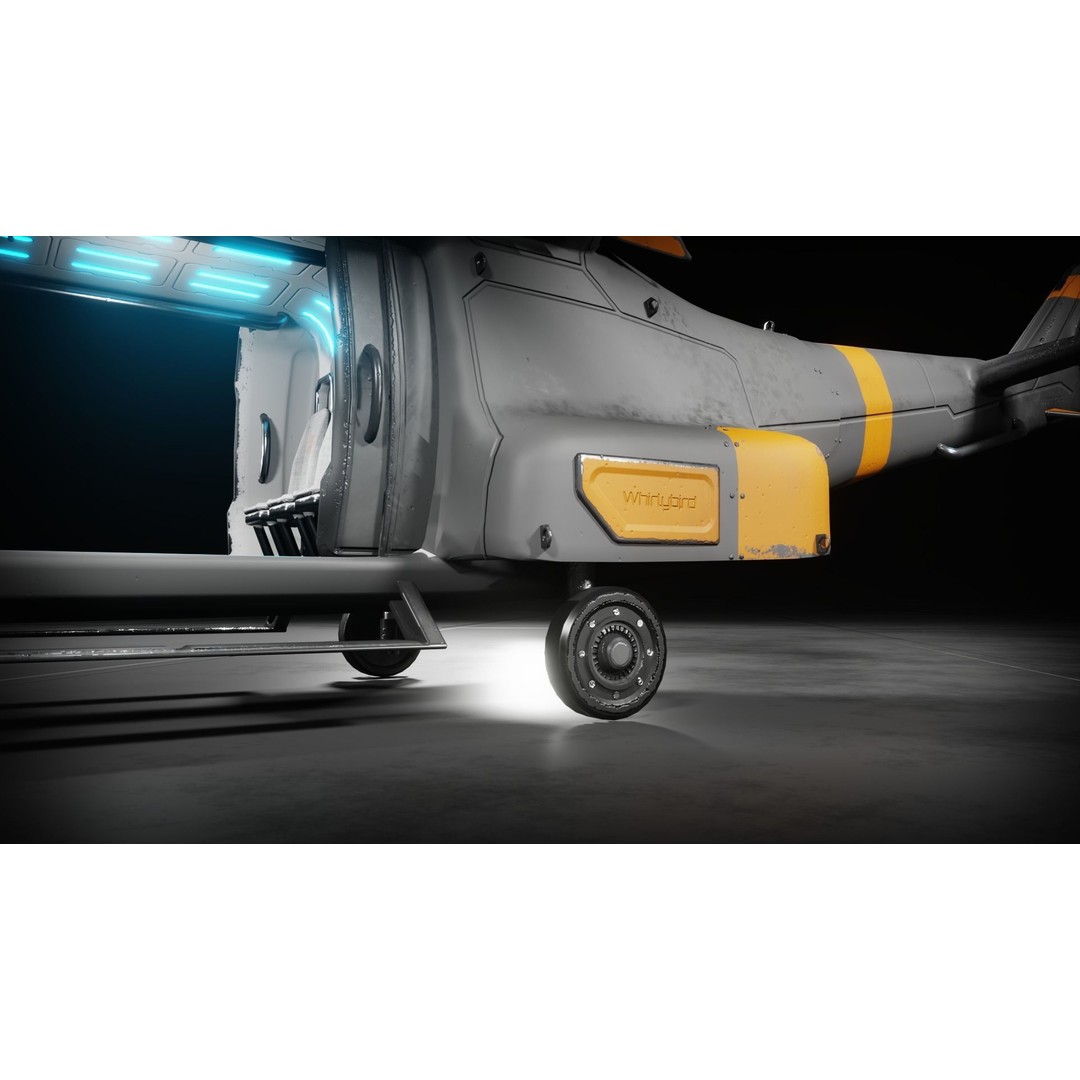 Sci-fi Helicopter 3D Model – Low Poly PBR Game Asset, FBX, OBJ - View 23