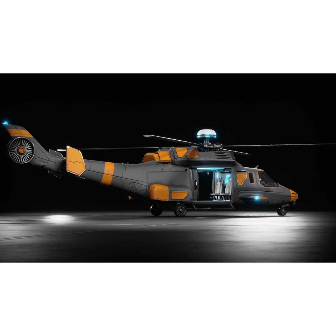 Sci-fi Helicopter 3D Model – Low Poly PBR Game Asset, FBX, OBJ - View 24