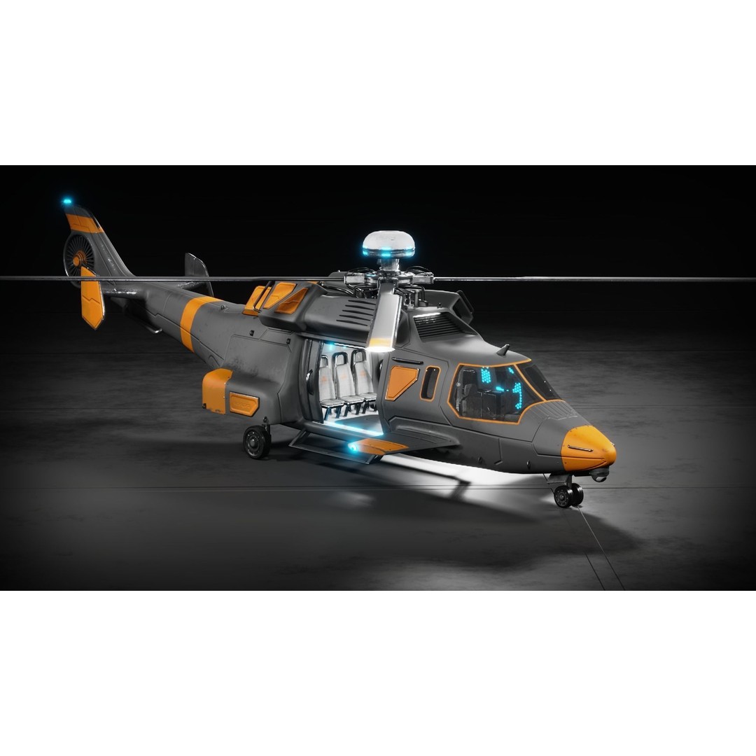 Sci-fi Helicopter 3D Model – Low Poly PBR Game Asset, FBX, OBJ - View 25