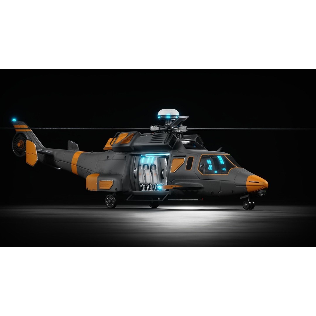 Sci-fi Helicopter 3D Model – Low Poly PBR Game Asset, FBX, OBJ - View 26