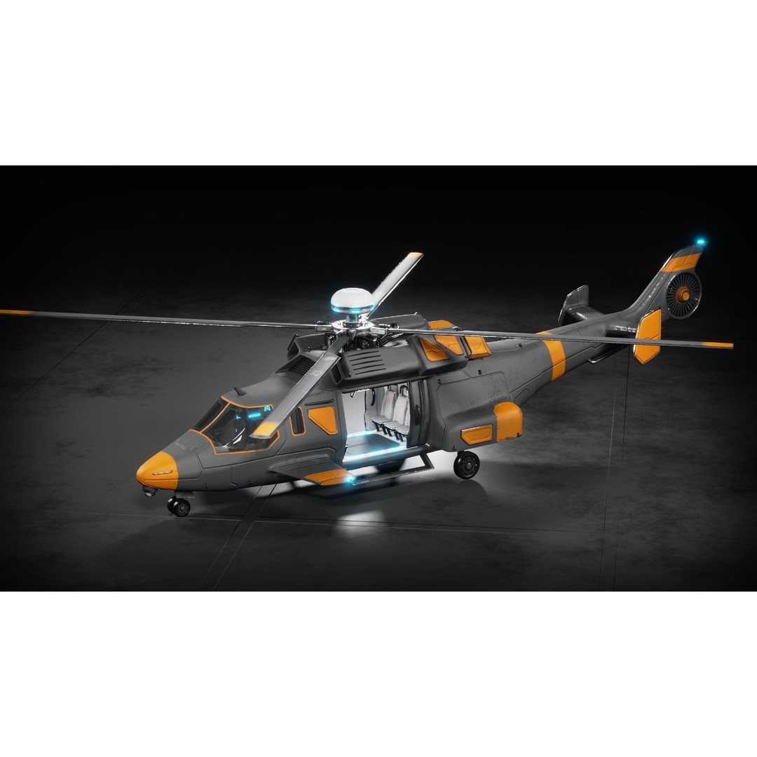 Sci-fi Helicopter 3D Model – Low Poly PBR Game Asset, FBX, OBJ - View 27
