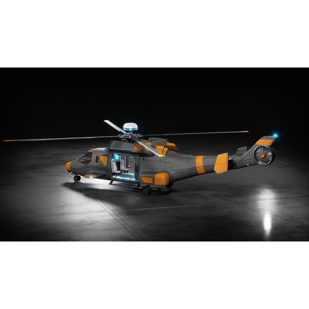 Sci-fi Helicopter 3D Model – Low Poly PBR Game Asset, FBX, OBJ - View 28