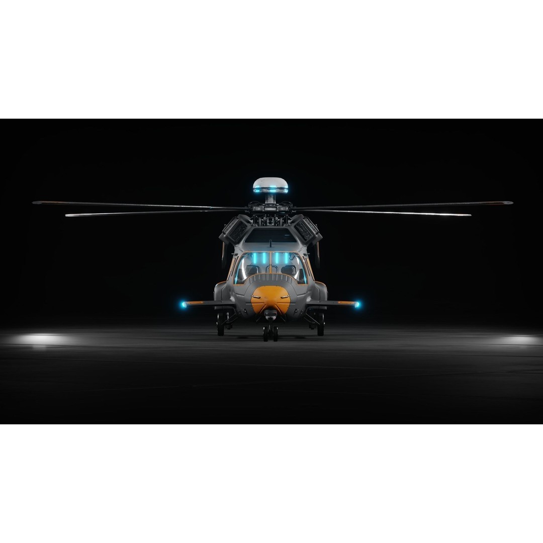 Sci-fi Helicopter 3D Model – Low Poly PBR Game Asset, FBX, OBJ - View 3