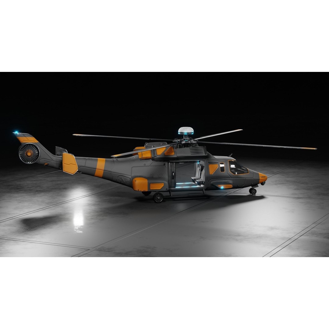 Sci-fi Helicopter 3D Model – Low Poly PBR Game Asset, FBX, OBJ - View 30