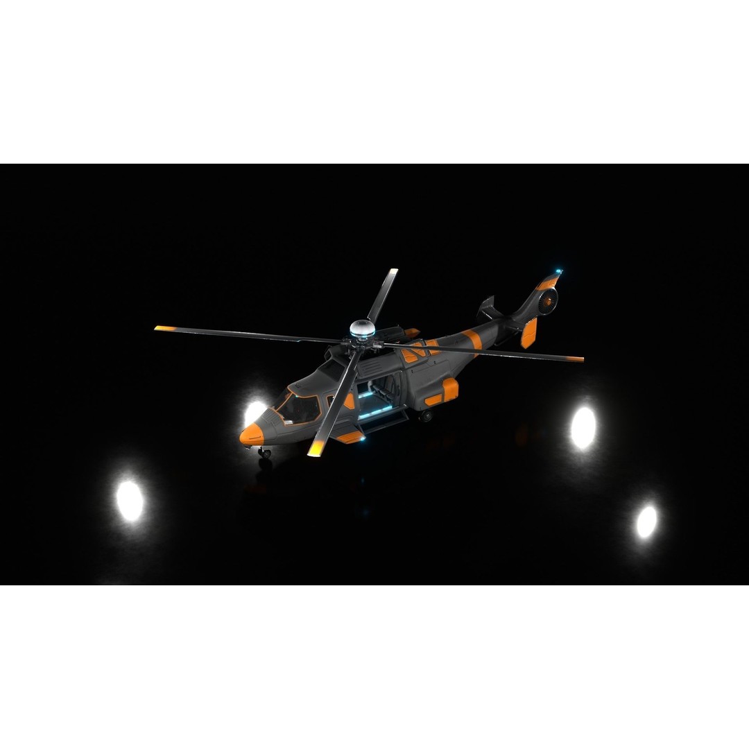 Sci-fi Helicopter 3D Model – Low Poly PBR Game Asset, FBX, OBJ - View 32