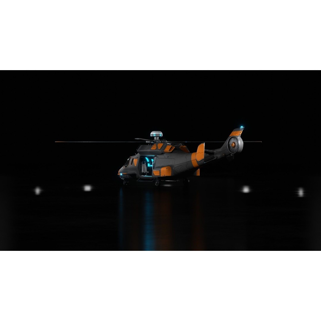 Sci-fi Helicopter 3D Model – Low Poly PBR Game Asset, FBX, OBJ - View 33