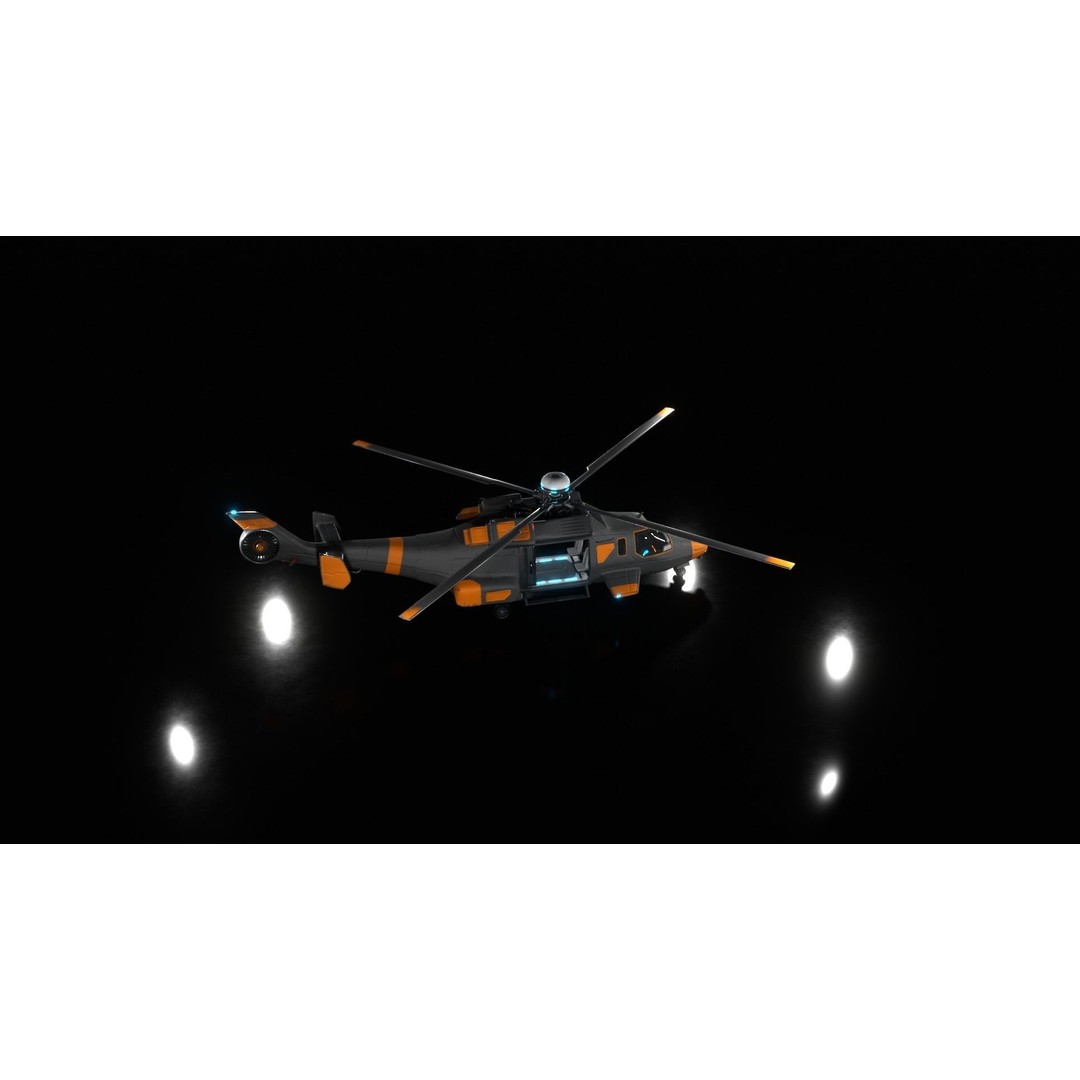 Sci-fi Helicopter 3D Model – Low Poly PBR Game Asset, FBX, OBJ - View 34