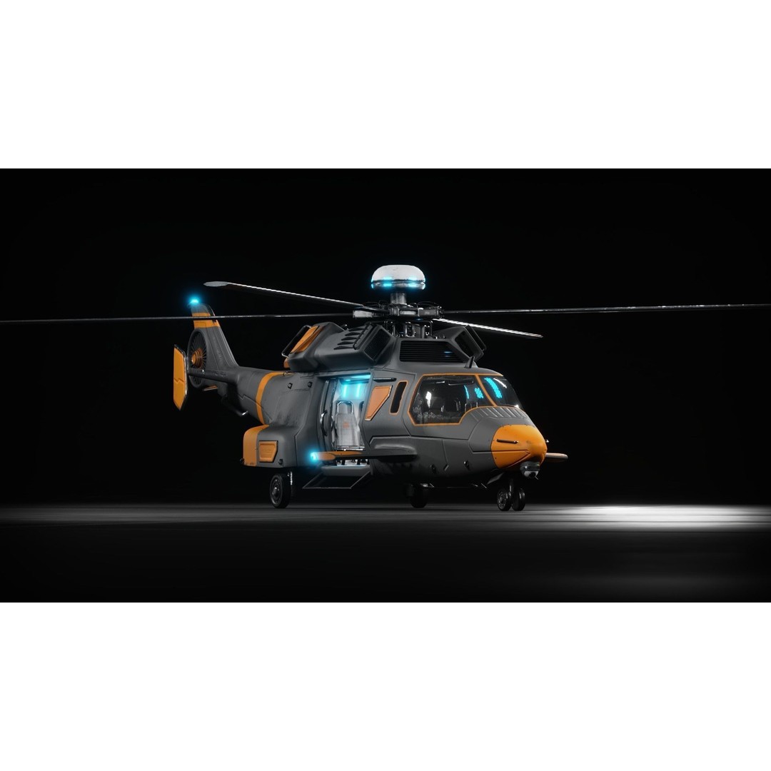 Sci-fi Helicopter 3D Model – Low Poly PBR Game Asset, FBX, OBJ - View 5