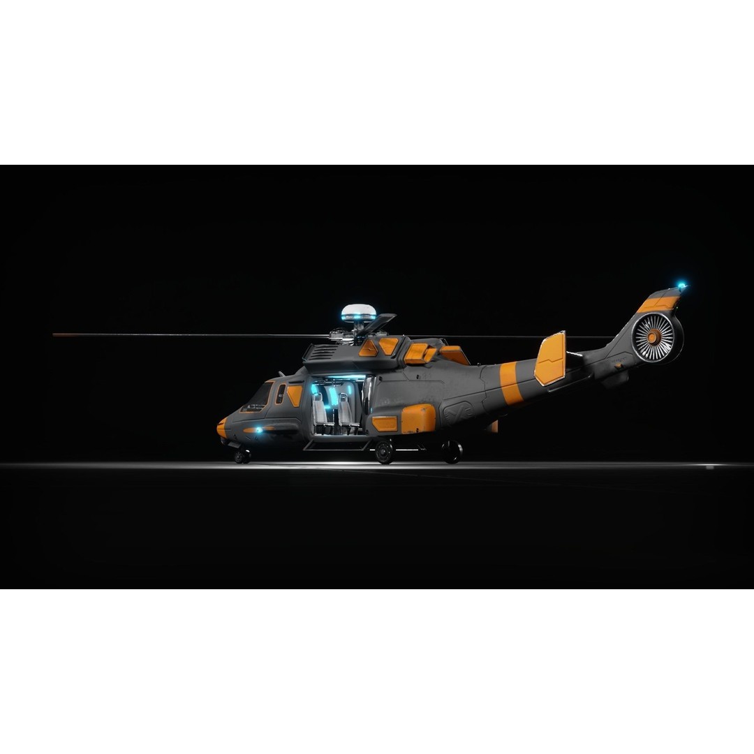Sci-fi Helicopter 3D Model – Low Poly PBR Game Asset, FBX, OBJ - View 6