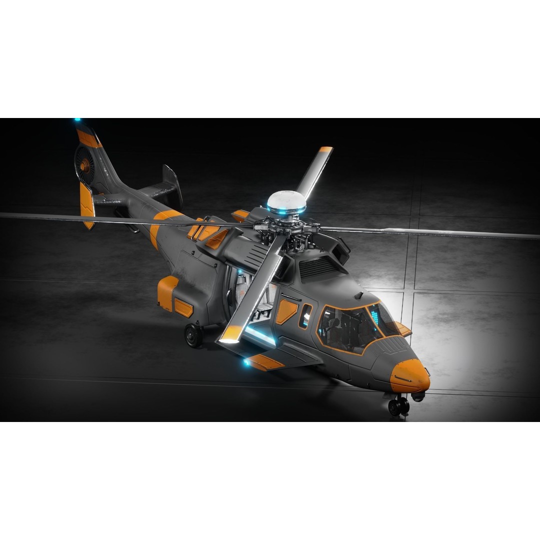 Sci-fi Helicopter 3D Model – Low Poly PBR Game Asset, FBX, OBJ - View 7