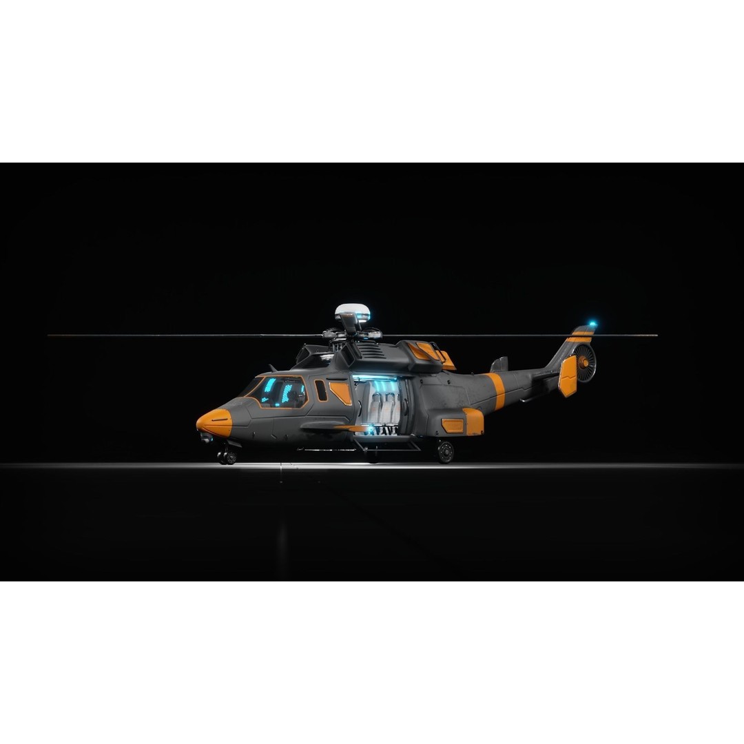 Sci-fi Helicopter 3D Model – Low Poly PBR Game Asset, FBX, OBJ - View 9