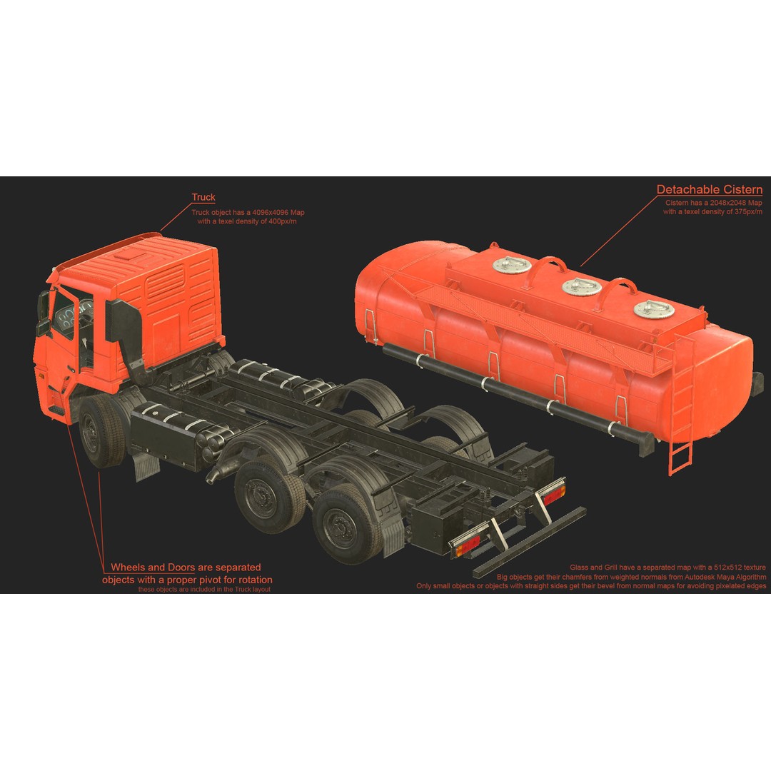 Truck 3D Model – Low Poly Vehicle Pack for Unity, FBX - View 10