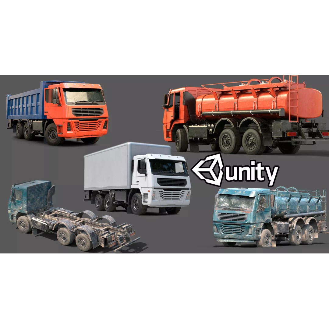 Truck 3D Model – Low Poly Vehicle Pack for Unity, FBX - View 2