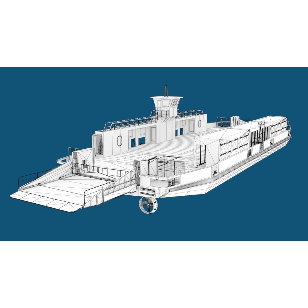 Car Ferry 3D Model – Realistic Boat for Transport, FBX, PBR - View 11