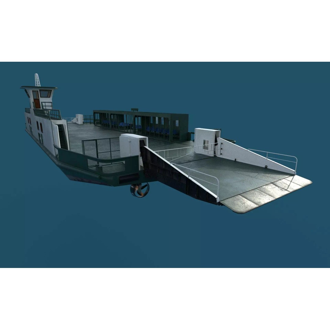 Car Ferry 3D Model – Realistic Boat for Transport, FBX, PBR - View 2