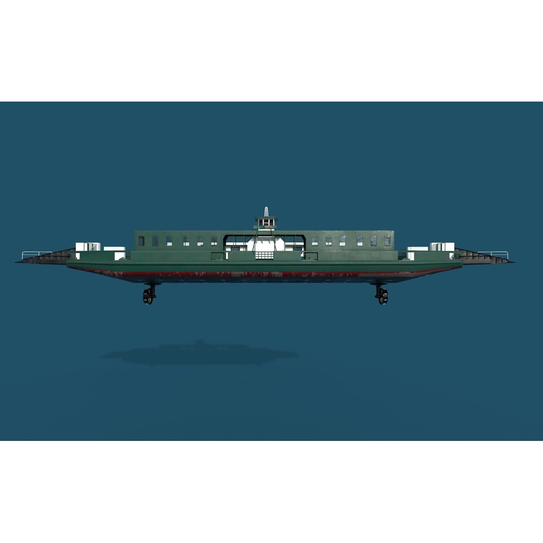 Car Ferry 3D Model – Realistic Boat for Transport, FBX, PBR - View 3