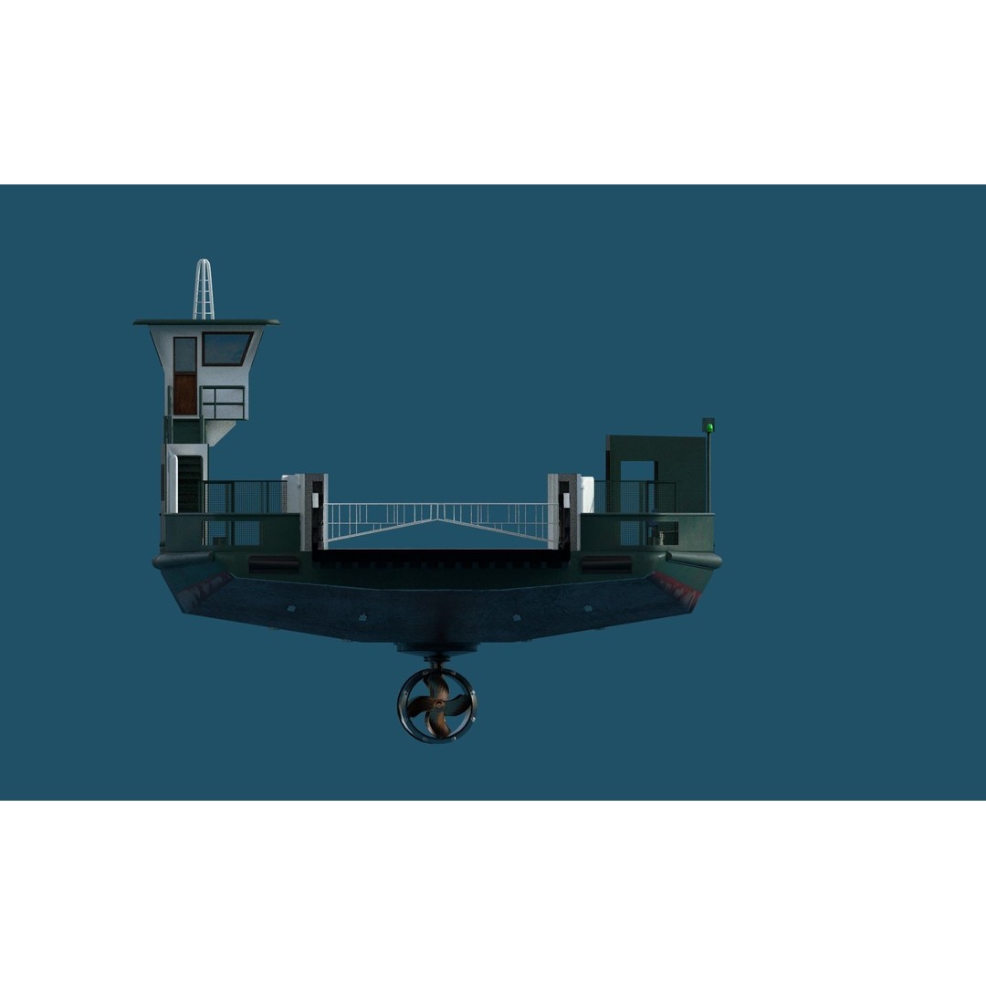 Car Ferry 3D Model – Realistic Boat for Transport, FBX, PBR - View 4