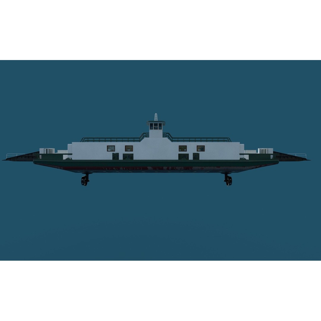 Car Ferry 3D Model – Realistic Boat for Transport, FBX, PBR - View 5