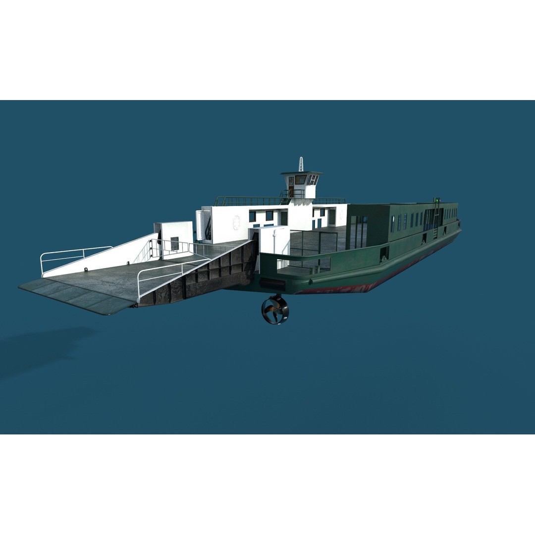 Car Ferry 3D Model – Realistic Boat for Transport, FBX, PBR - View 6