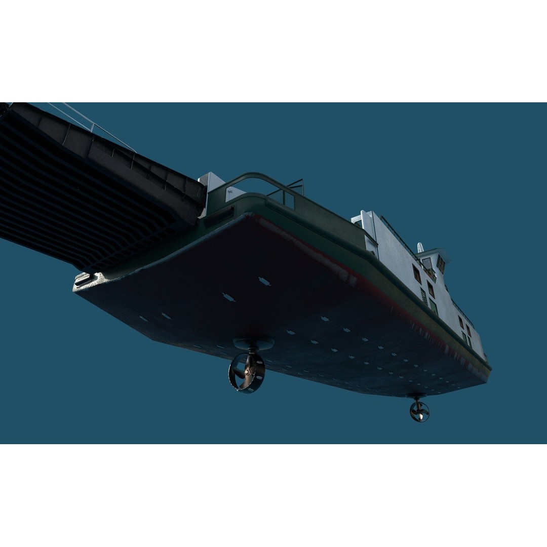 Car Ferry 3D Model – Realistic Boat for Transport, FBX, PBR - View 7
