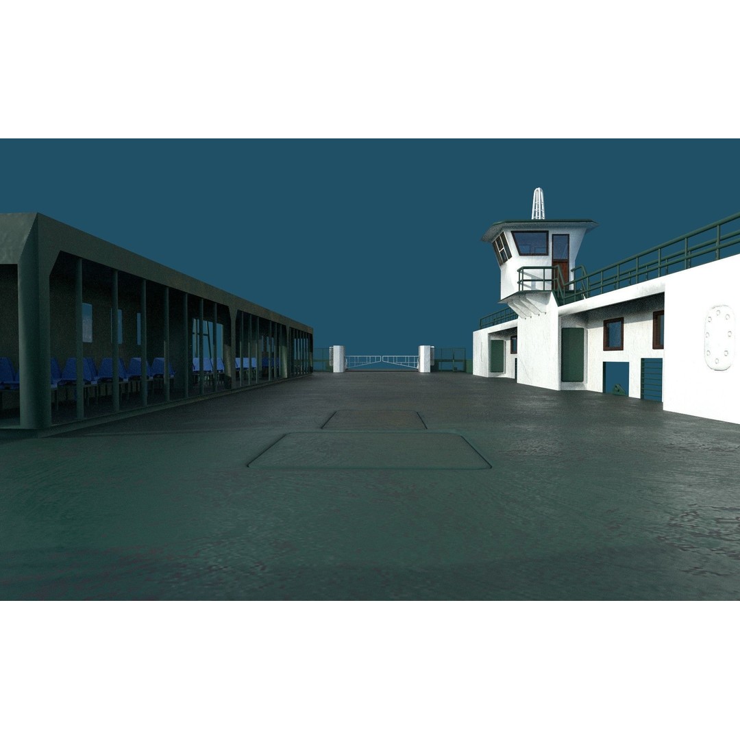 Car Ferry 3D Model – Realistic Boat for Transport, FBX, PBR - View 9