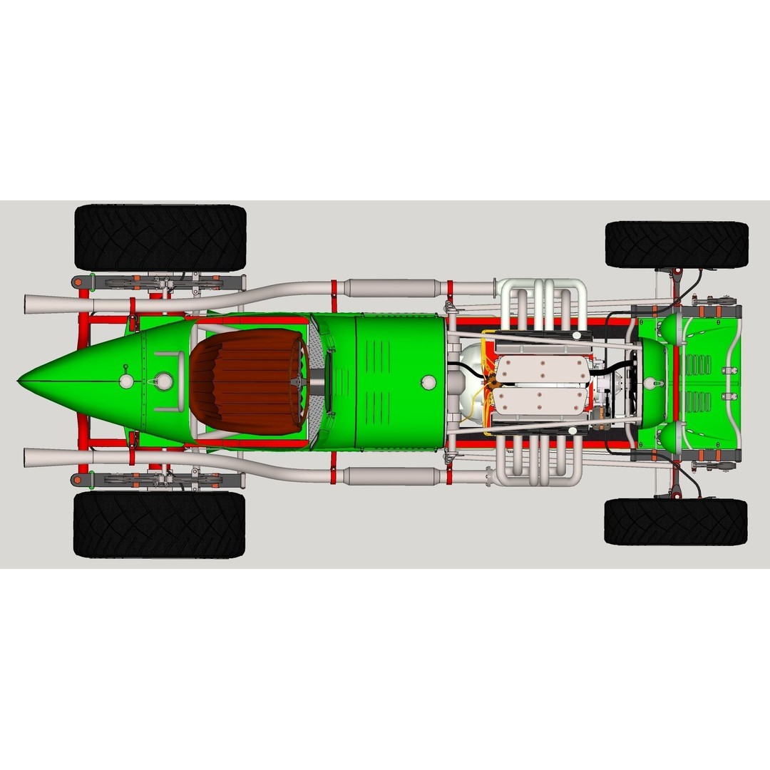 Alfa Romeo P3 Hot Rod 3D Model – Custom V12 Engine, FBX, OBJ