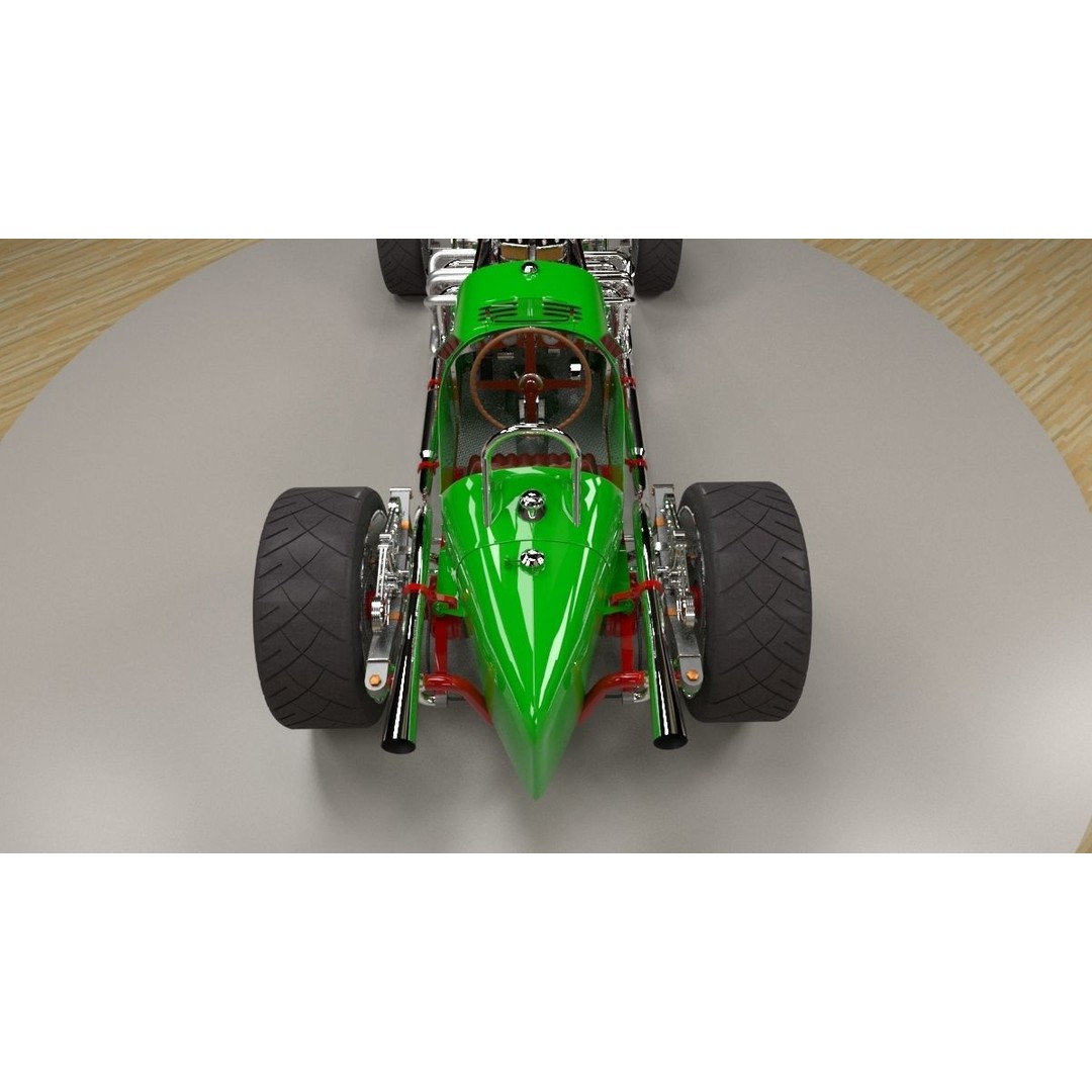 Alfa Romeo P3 Hot Rod 3D Model – Custom V12 Engine, FBX, OBJ - View 10