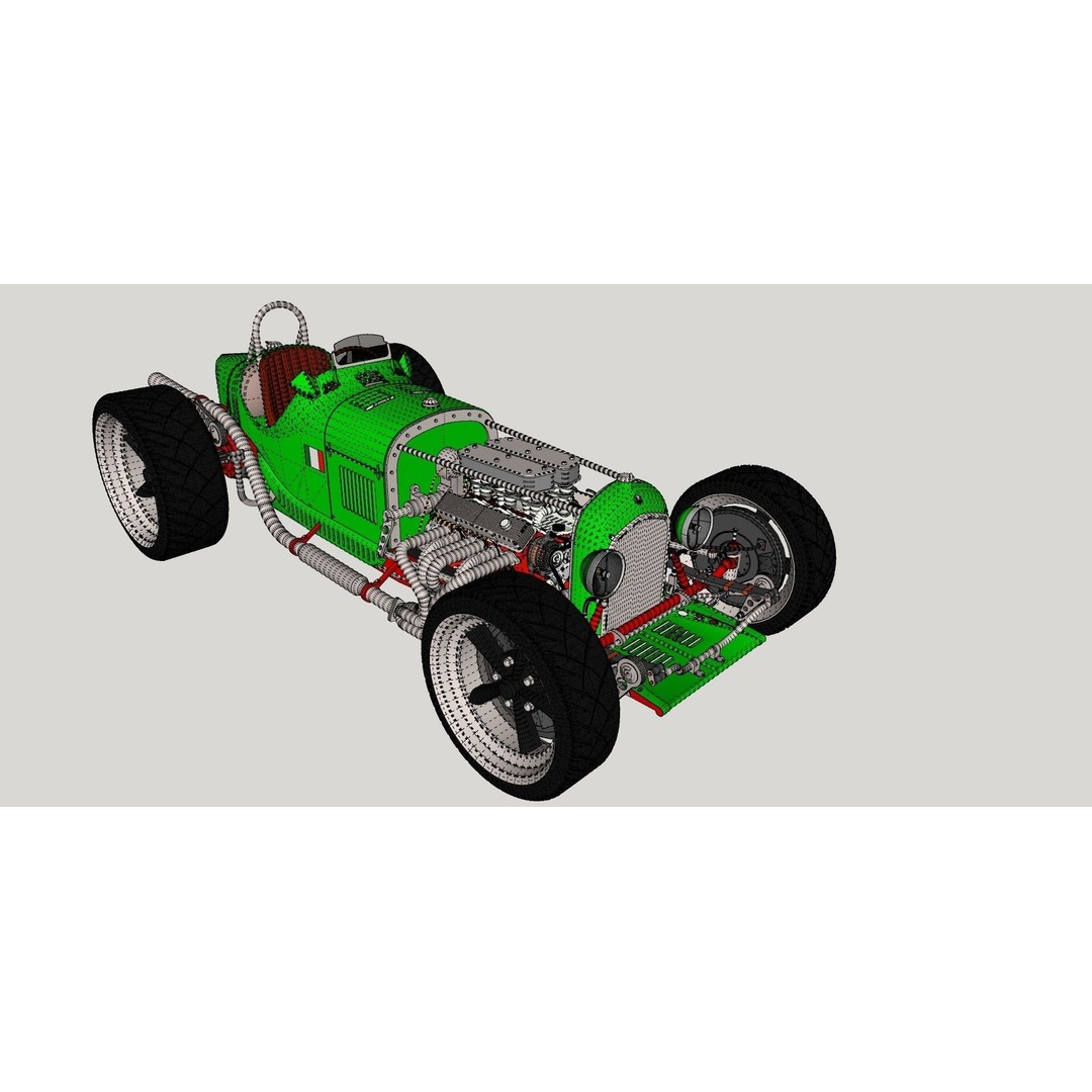 Alfa Romeo P3 Hot Rod 3D Model – Custom V12 Engine, FBX, OBJ - View 13