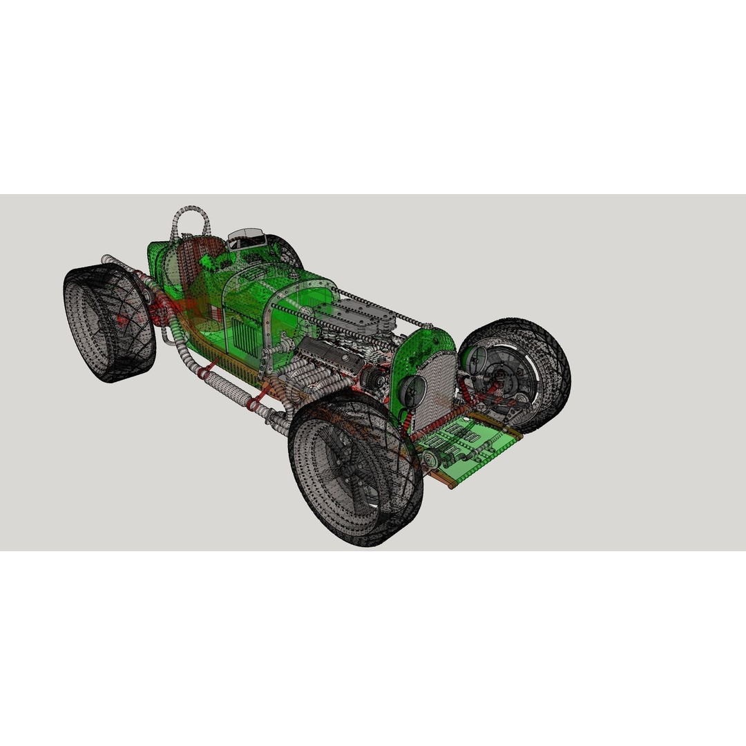 Alfa Romeo P3 Hot Rod 3D Model – Custom V12 Engine, FBX, OBJ - View 14
