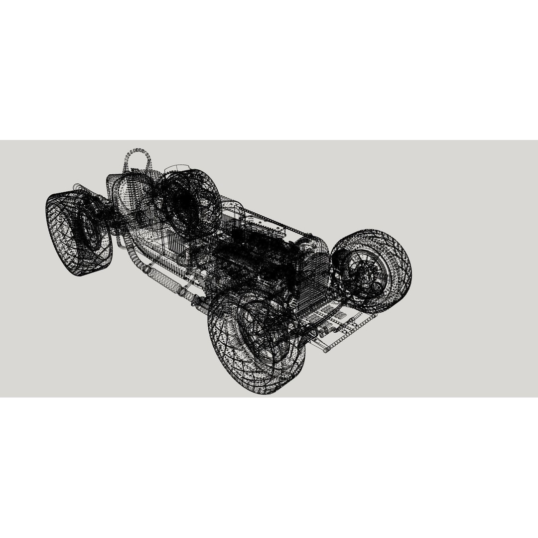 Alfa Romeo P3 Hot Rod 3D Model – Custom V12 Engine, FBX, OBJ - View 15