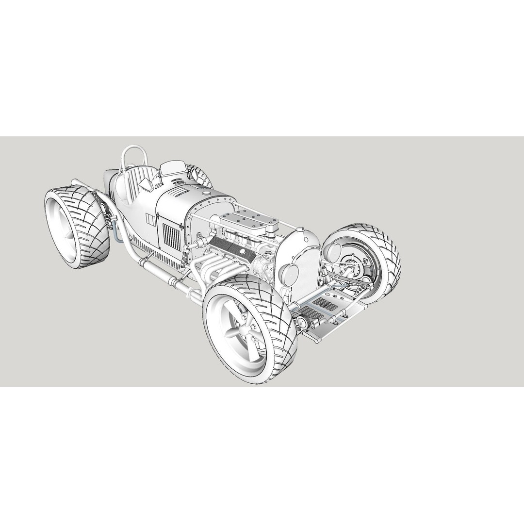 Alfa Romeo P3 Hot Rod 3D Model – Custom V12 Engine, FBX, OBJ - View 16