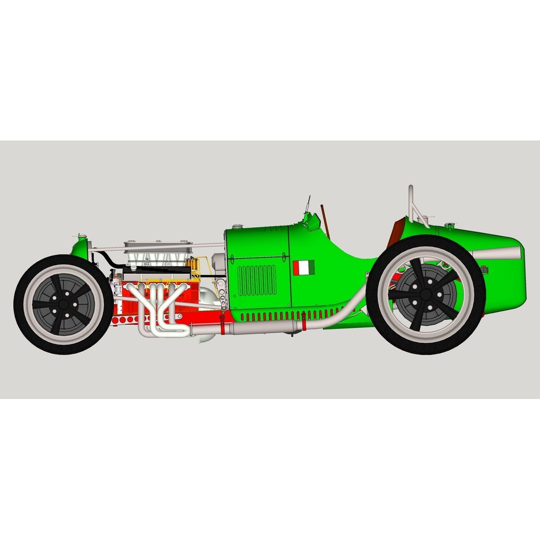 Alfa Romeo P3 Hot Rod 3D Model – Custom V12 Engine, FBX, OBJ - View 19