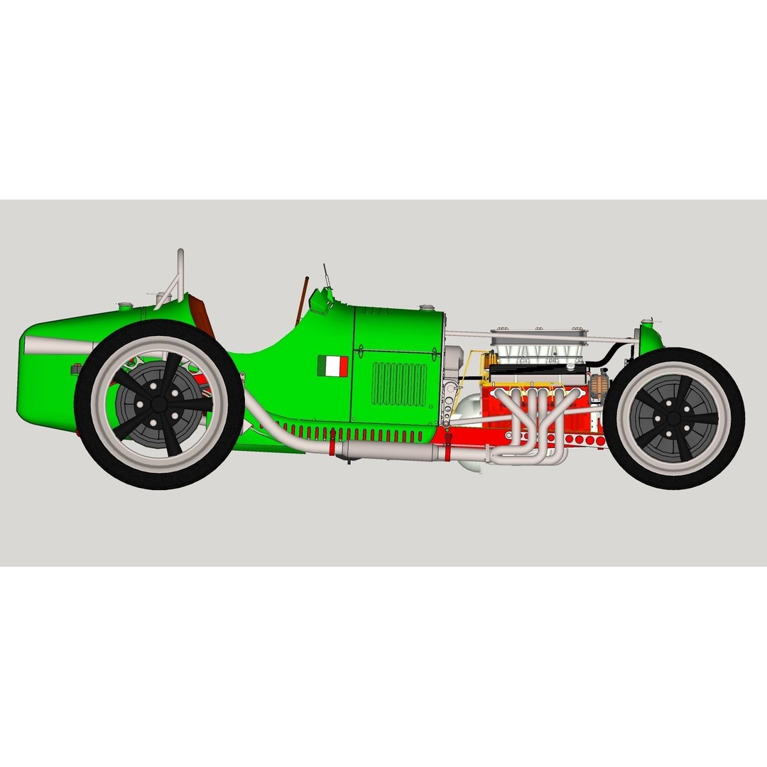 Alfa Romeo P3 Hot Rod 3D Model – Custom V12 Engine, FBX, OBJ - View 20