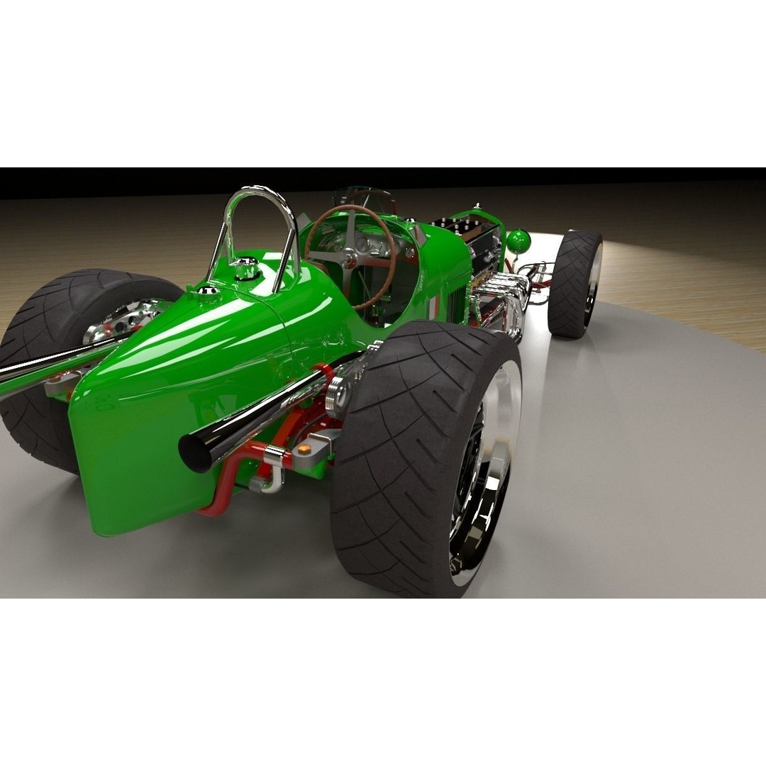 Alfa Romeo P3 Hot Rod 3D Model – Custom V12 Engine, FBX, OBJ - View 4