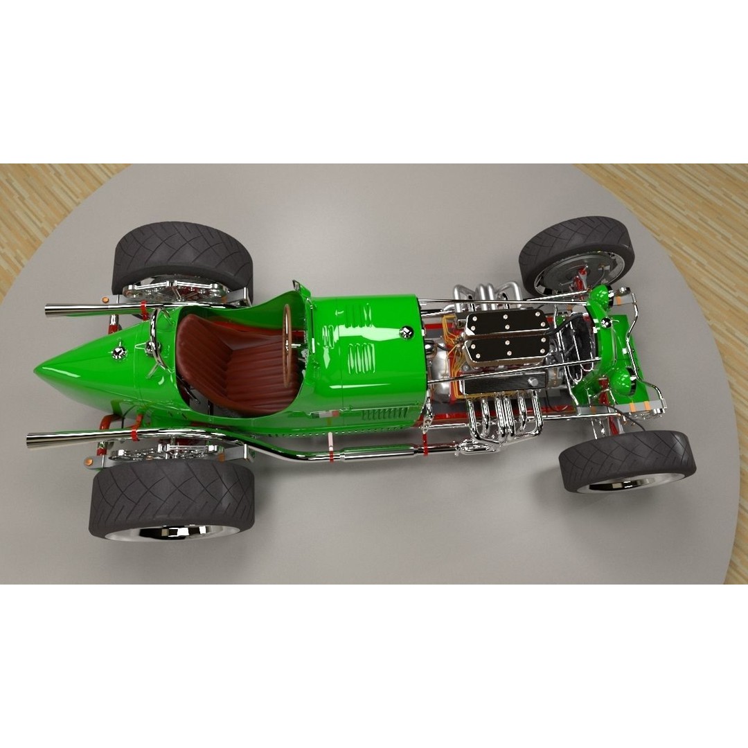 Alfa Romeo P3 Hot Rod 3D Model – Custom V12 Engine, FBX, OBJ - View 5