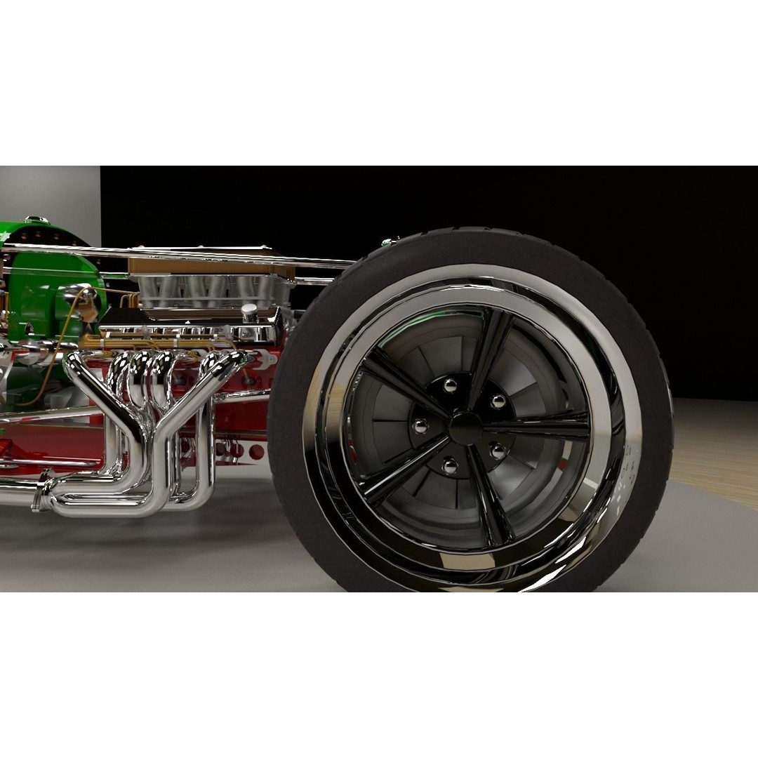 Alfa Romeo P3 Hot Rod 3D Model – Custom V12 Engine, FBX, OBJ - View 7
