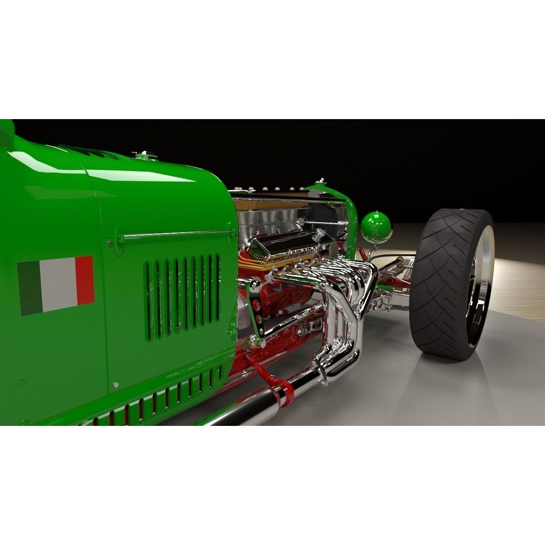 Alfa Romeo P3 Hot Rod 3D Model – Custom V12 Engine, FBX, OBJ - View 8