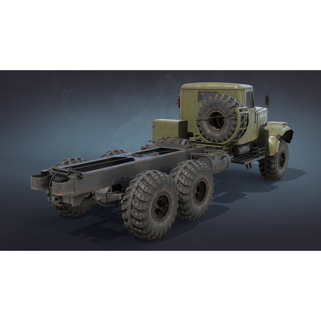 KrAZ-255 Dump Truck 3D Model – Low Poly Game Ready Asset, FBX - View 10