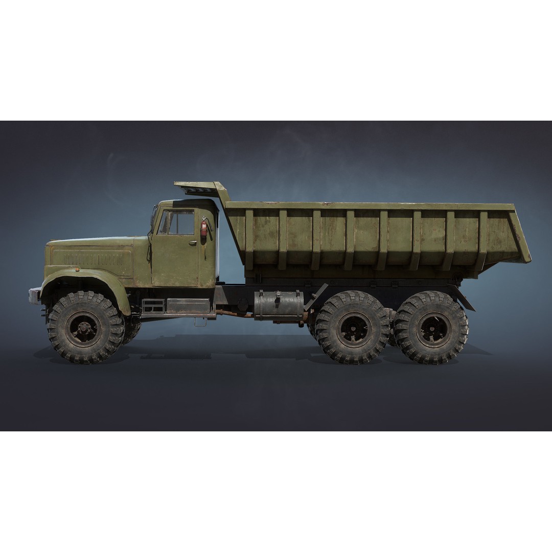 KrAZ-255 Dump Truck 3D Model – Low Poly Game Ready Asset, FBX - View 11