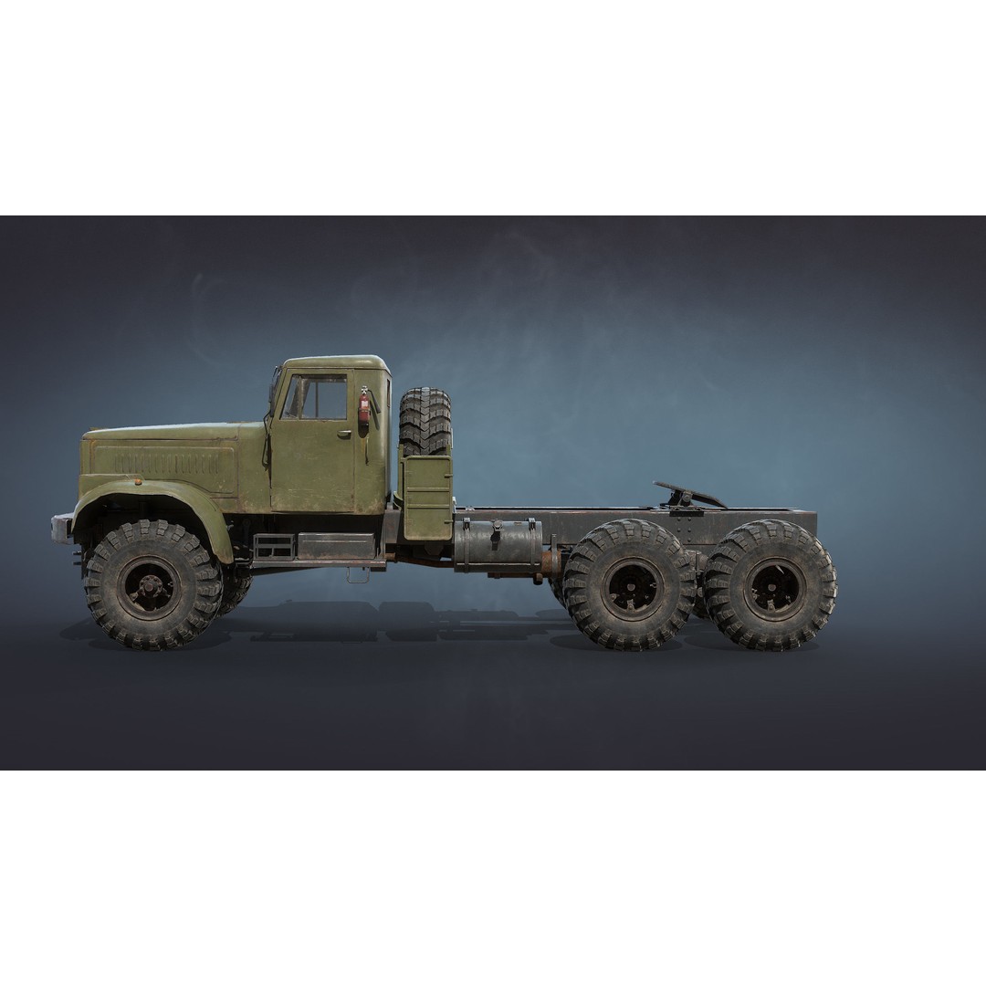 KrAZ-255 Dump Truck 3D Model – Low Poly Game Ready Asset, FBX - View 12
