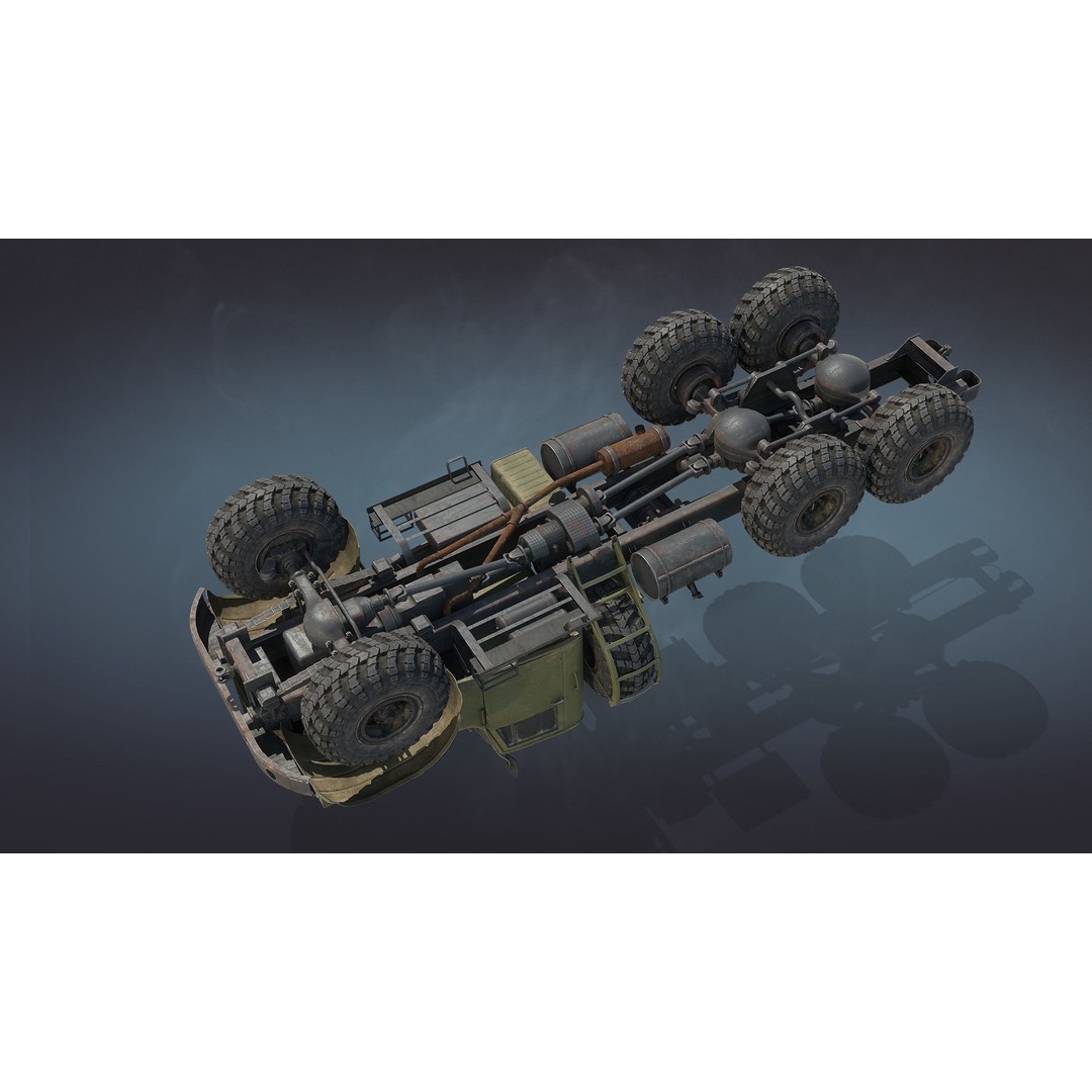 KrAZ-255 Dump Truck 3D Model – Low Poly Game Ready Asset, FBX - View 14