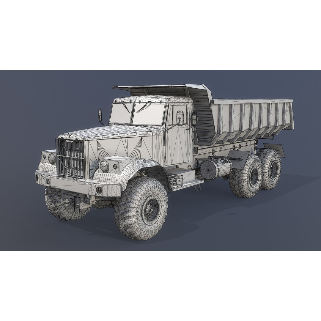 KrAZ-255 Dump Truck 3D Model – Low Poly Game Ready Asset, FBX - View 15