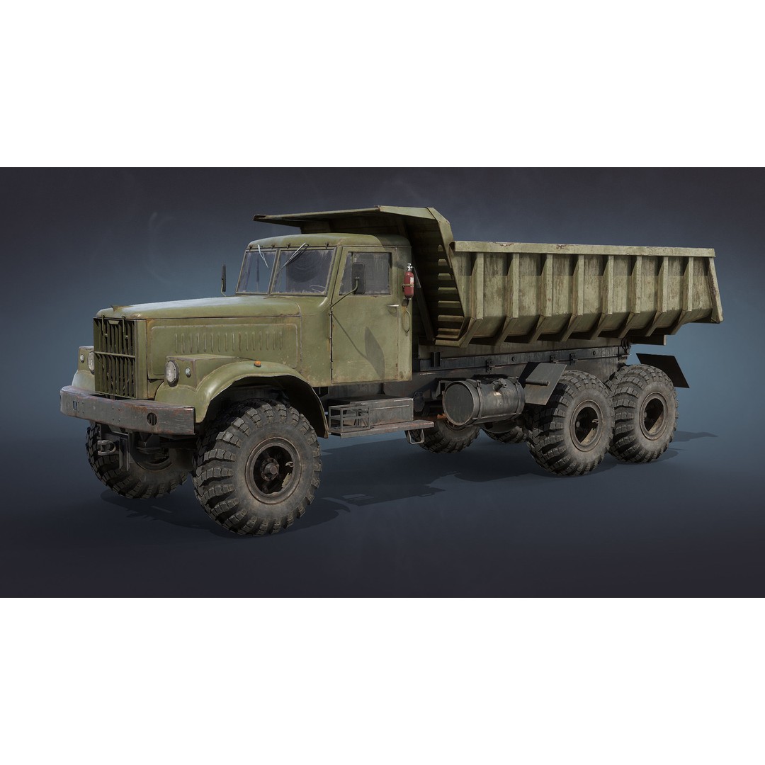 KrAZ-255 Dump Truck 3D Model – Low Poly Game Ready Asset, FBX - View 3
