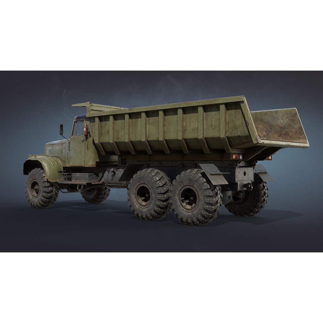 KrAZ-255 Dump Truck 3D Model – Low Poly Game Ready Asset, FBX - View 4