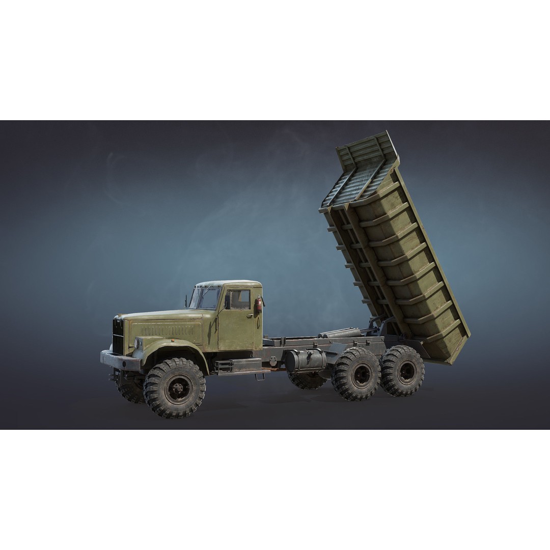 KrAZ-255 Dump Truck 3D Model – Low Poly Game Ready Asset, FBX - View 5